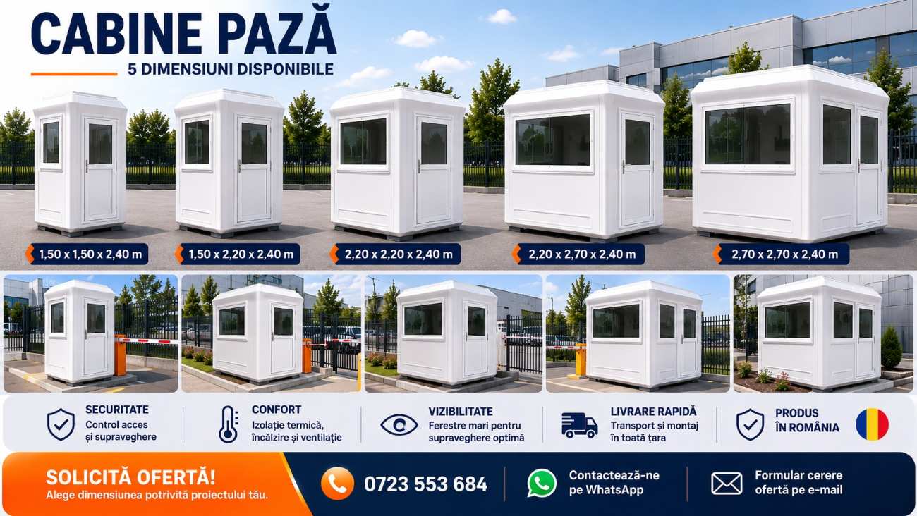 Stoc cabine paza disponibile in 5 dimensiuni